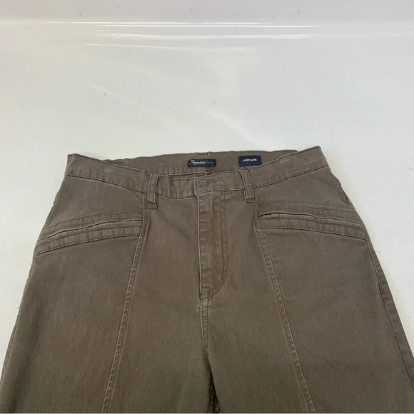 Supplies High Rise Pants Woman 12  Brown Stretch Zip Pockets  Tapered Work - Picture 5 of 11